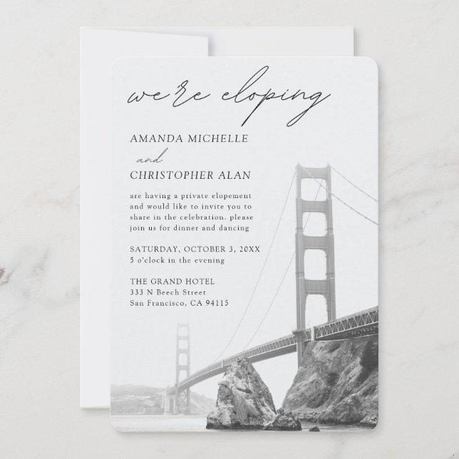 Invitación Recepción del Elopement Golden Gate San Francisco (Anverso)