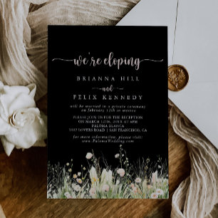 Invitación Recepción del Elopement Negro de Boho Wildflower
