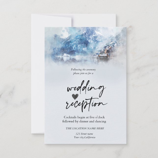Invitación Recepción del lago Winter Mountain (Anverso)