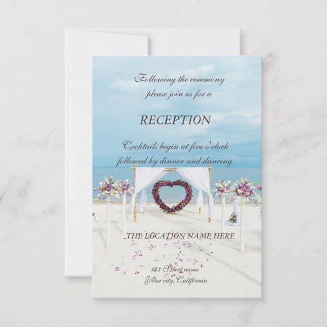 Invitación Recepción del Puerto Floral de Bodas de Playa (Anverso)