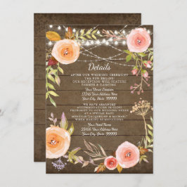 Invitación Recepción Detalles Luces Rústicas Madera Floral Wr