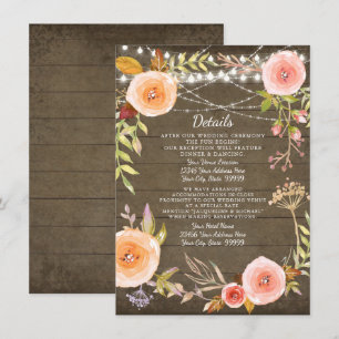 Invitación Recepción Detalles Luces Rústicas Madera Floral Wr