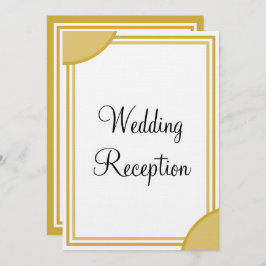 Invitación Recepción dorada de bodas en monograma blanco