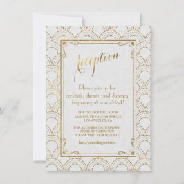 Invitación Recepción dorada de color Art Deco de Gatsby White