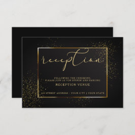Invitación RECEPCIÓN | Elegante brillo negro y dorado