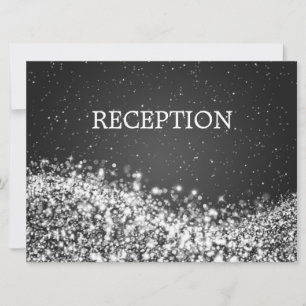 Invitación Recepción elegante con ola brillante negra
