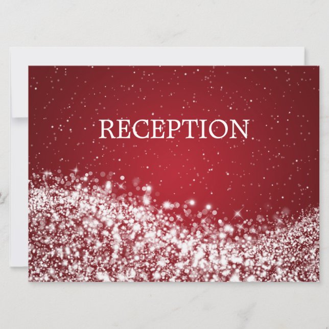 Invitación Recepción elegante con ola brillante roja (Anverso)