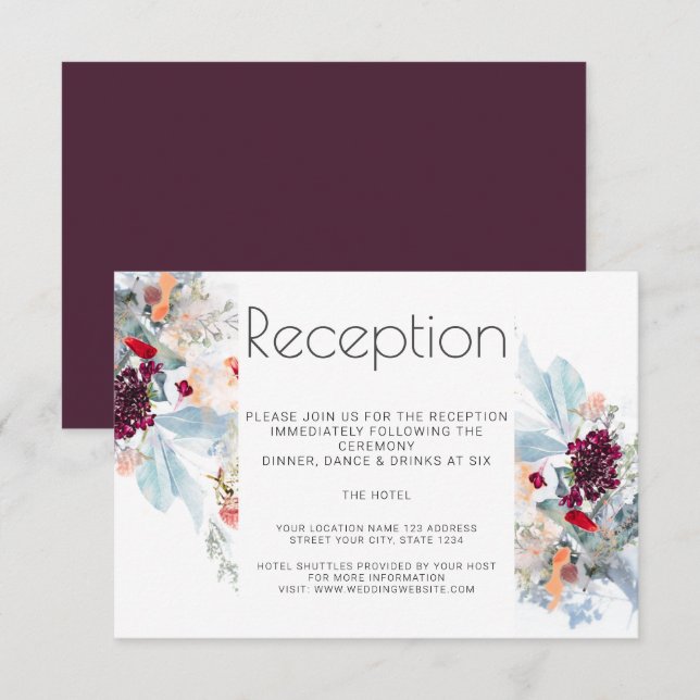 INVITACIÓN RECEPCIÓN ELEGANTE DE BLANCO ROJO Y NARANJA FLORAL (Anverso / Reverso)