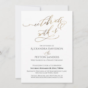Invitación Recepción Elegante Escritura en Oro Celebre con No