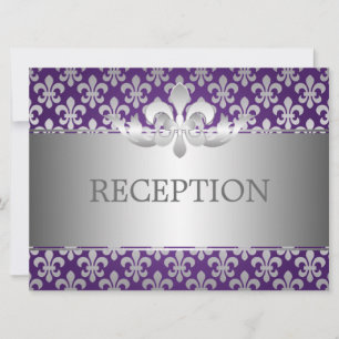 Invitación Recepción Elegante Fleur De Lis Púrpura
