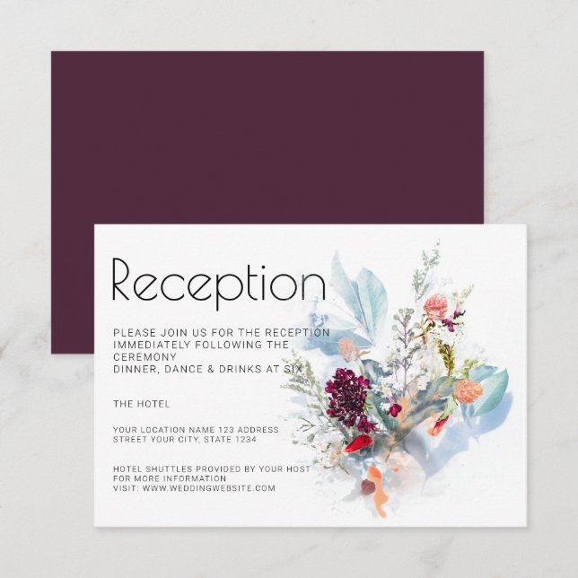 INVITACIÓN RECEPCIÓN ELEGANTE FLORAL ROJA Y BLANCA (Anverso / Reverso)