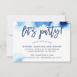 Invitación RECEPCIÓN elegante letras a mano en azul marino ac