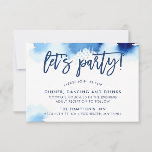 Invitación RECEPCIÓN elegante letras a mano en azul marino ac