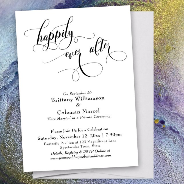 Invitación Recepción elegante simple para siempre feliz (Subido por el creador)