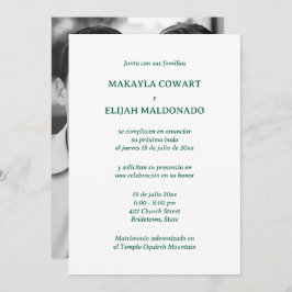 Invitación Recepción española de Boda Verde y Blanca