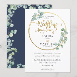 Invitación Recepción Eucalyptus Greenery Gold Frame Wedding