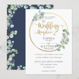 Invitación Recepción Eucalyptus Greenery Gold Frame Wedding
