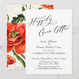Invitación Recepción Felices para Siempre Amapolas Confeti Do