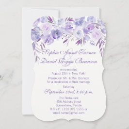 Invitación Recepción Floral Azul Polvoriento Púrpura Claro po
