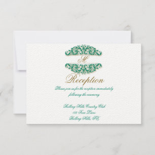 Invitación Recepción floral de la voluta del vintage del oro