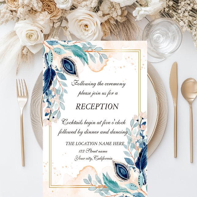 Invitación Recepción Floral de Pavo Real con Acuarela (Subido por el creador)