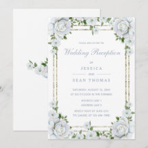 Recepción floral de rosas chic y borde de plata