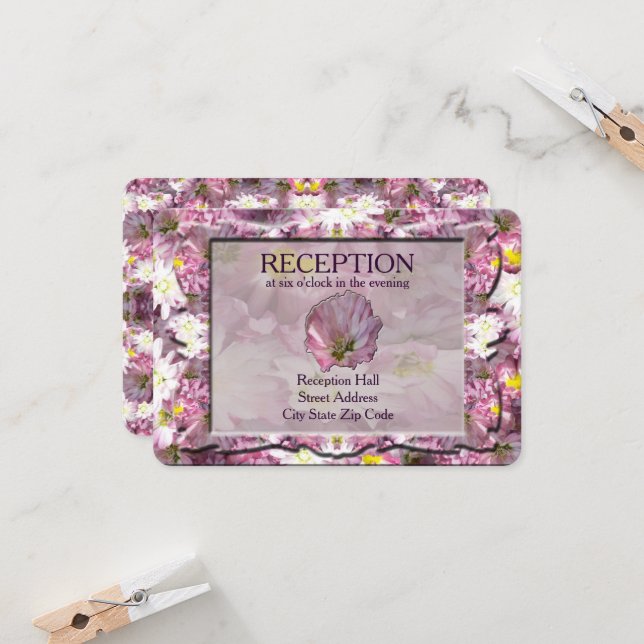 Invitación Recepción floral victoriana Mauve (Anverso/Reverso In Situ)