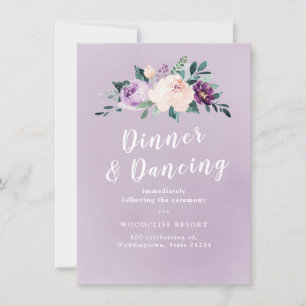 Invitación Recepción floreciente de flores de color púrpura