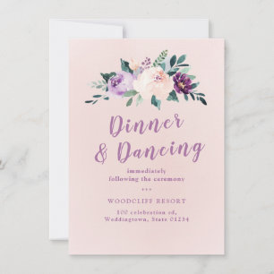 Invitación Recepción floreciente de flores de color púrpura