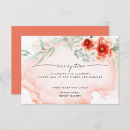 Invitación Recepción | Flores de coral acuarelas