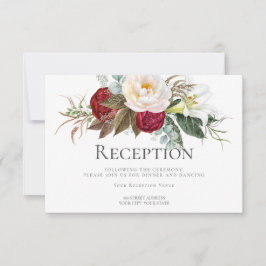 Invitación Recepción | Flores de Marfil Rojo Crimson Peony