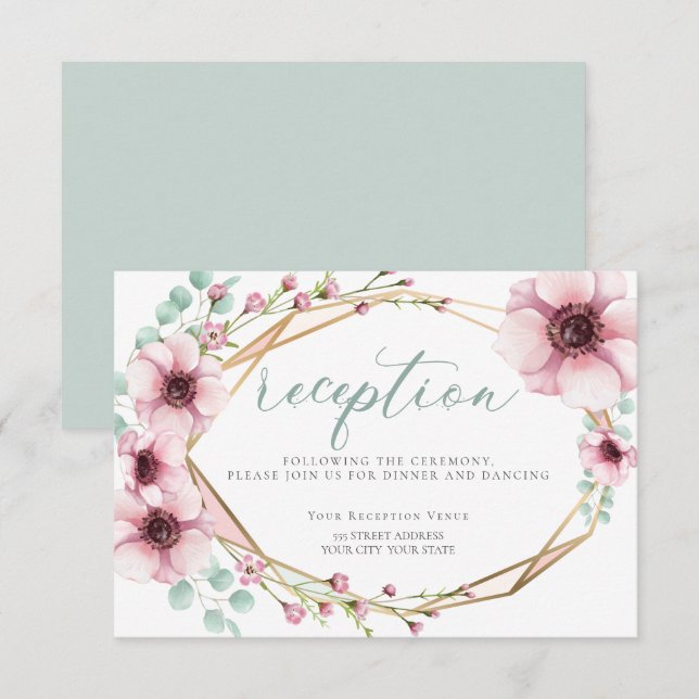 Invitación RECEPCIÓN | Flores y follaje de primavera frescos (Anverso / Reverso)