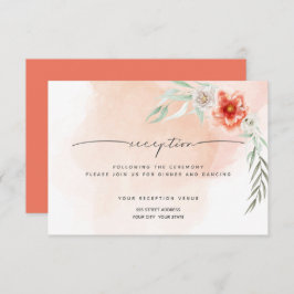 Invitación Recepción | Flores y salpicaduras de coral acuarel