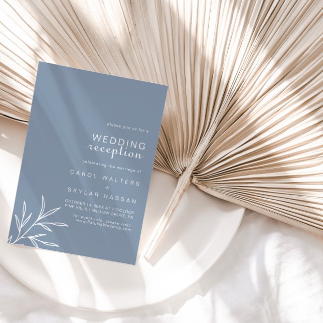 Invitación Recepción formal de boda azul turbia y mínima (Subido por el creador)