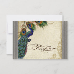 Invitación Recepción formal de pavo real y plumas invitan a l