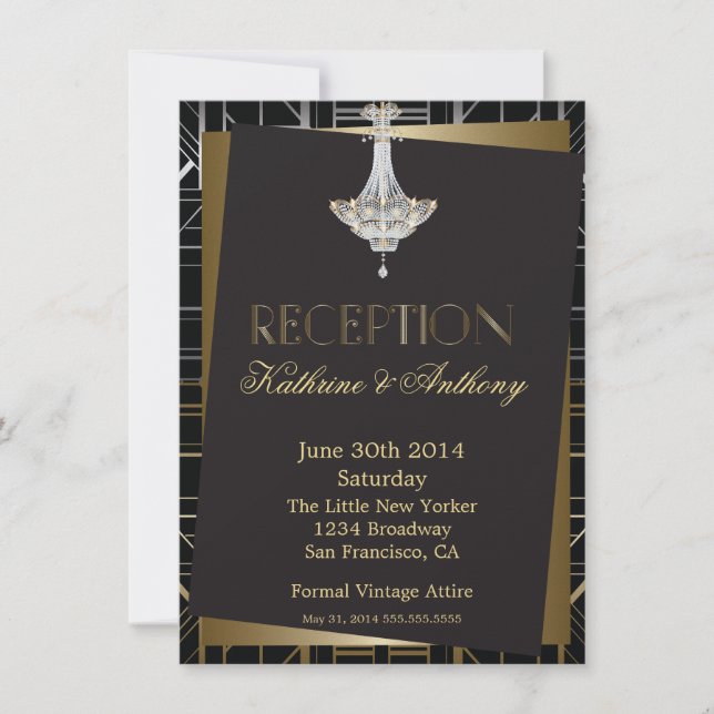 Invitación Recepción Gatsby Deco Wedding (Anverso)