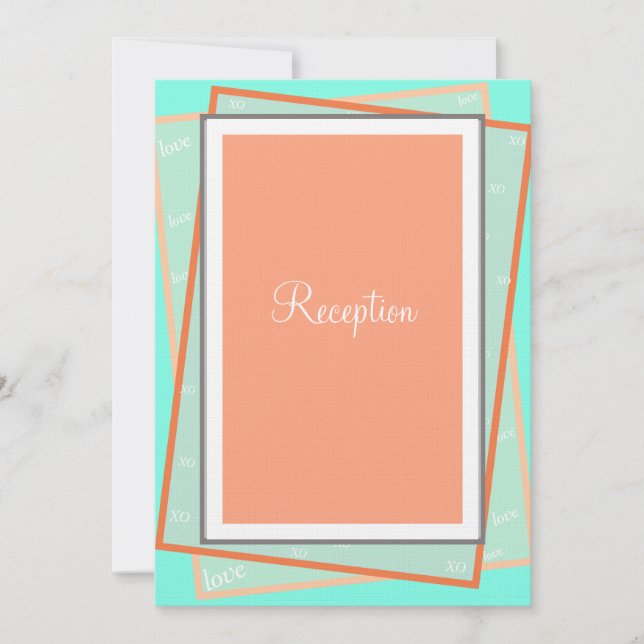 Invitación Recepción geométrica azul monograma Cantaloupe (Anverso)