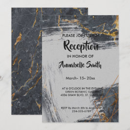 Invitación Recepción geométrica de Purpurina de mármol