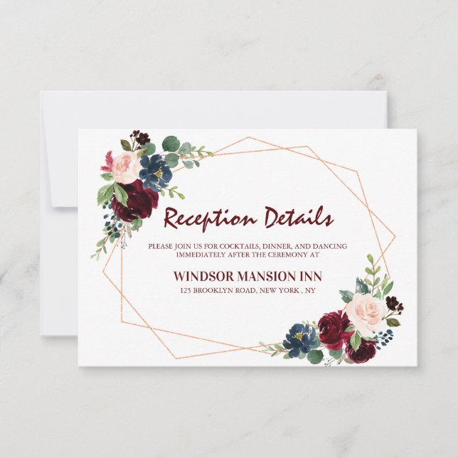 Invitación Recepción geométrica floral de la Marina Roja de B (Anverso)