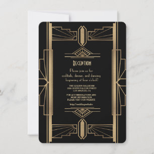 Invitación Recepción Glam Gold de los años 20 Great Gatsby