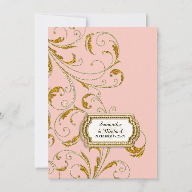 Invitación Recepción Glam Old Hollywood Regency Black Tie (Anverso)