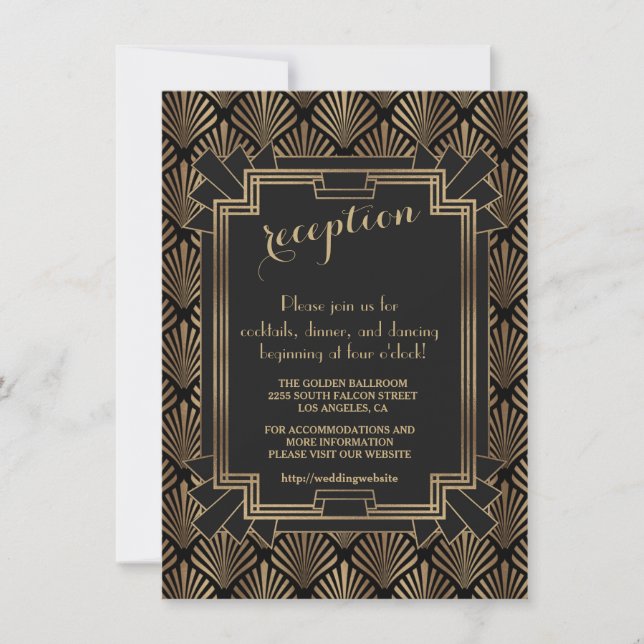 Invitación Recepción Glam Roaring 20's Gran Gatsby años 20 (Anverso)