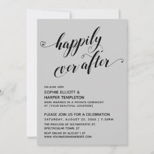 Invitación Recepción Gris del Guión de Corazones Felices para