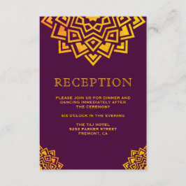 Invitación Recepción india de Mandala de oro de ciruela moder