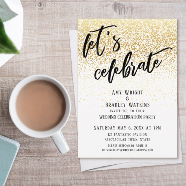 Invitación Recepción informal de celebración con confeti dora (Subido por el creador)