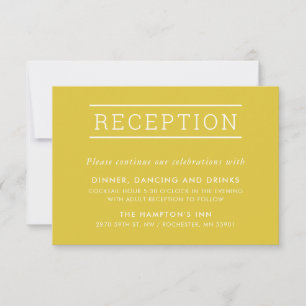 Invitación RECEPCIÓN INSERTAR mostaza simple de tipo moderno