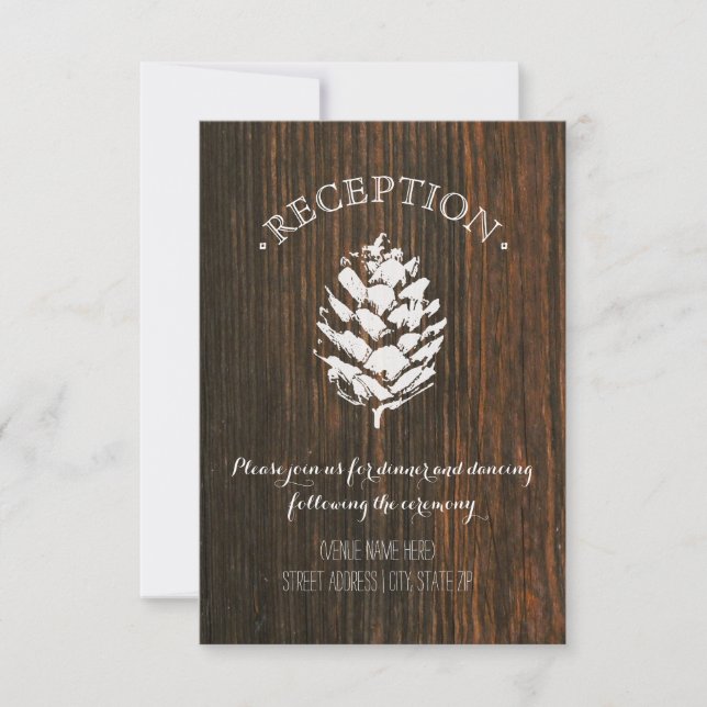 Invitación Recepción inspirada en la madera de pino (Anverso)