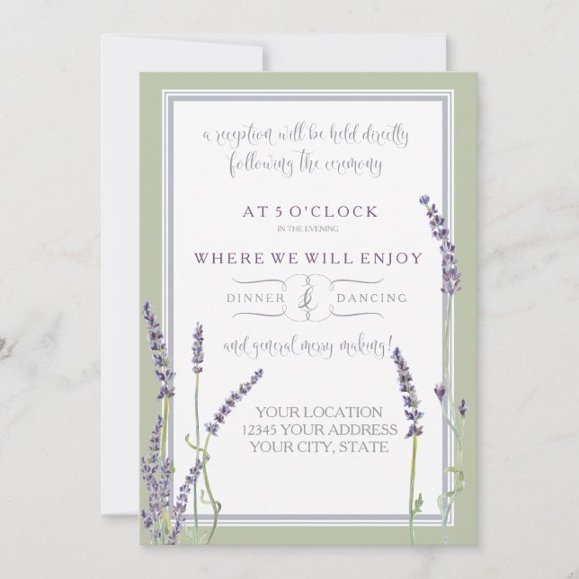 Invitación Recepción Lavanda Francesa Floral Typografía moder (Anverso)