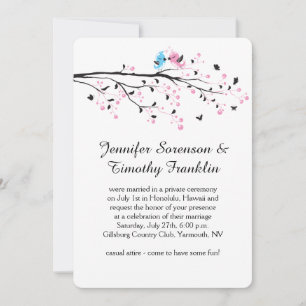 Invitación Recepción Lindo Sólo Lovebirds Flores Mariposas