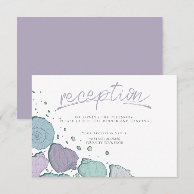 Invitación RECEPCIÓN | Marejadas casuales Lilac y azul turbio (Anverso / Reverso)